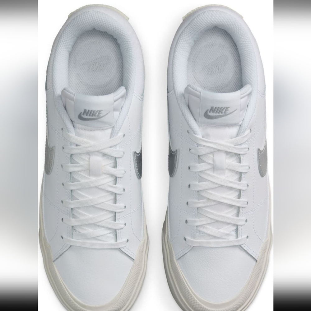 NEW IN BOX Nike Court Legacy Lift Platform White Silver Bone - Picture 5 of 5